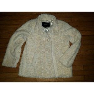 Beautiful Girls Faux Fur Holiday Winter Cream Pea Coat 10/12